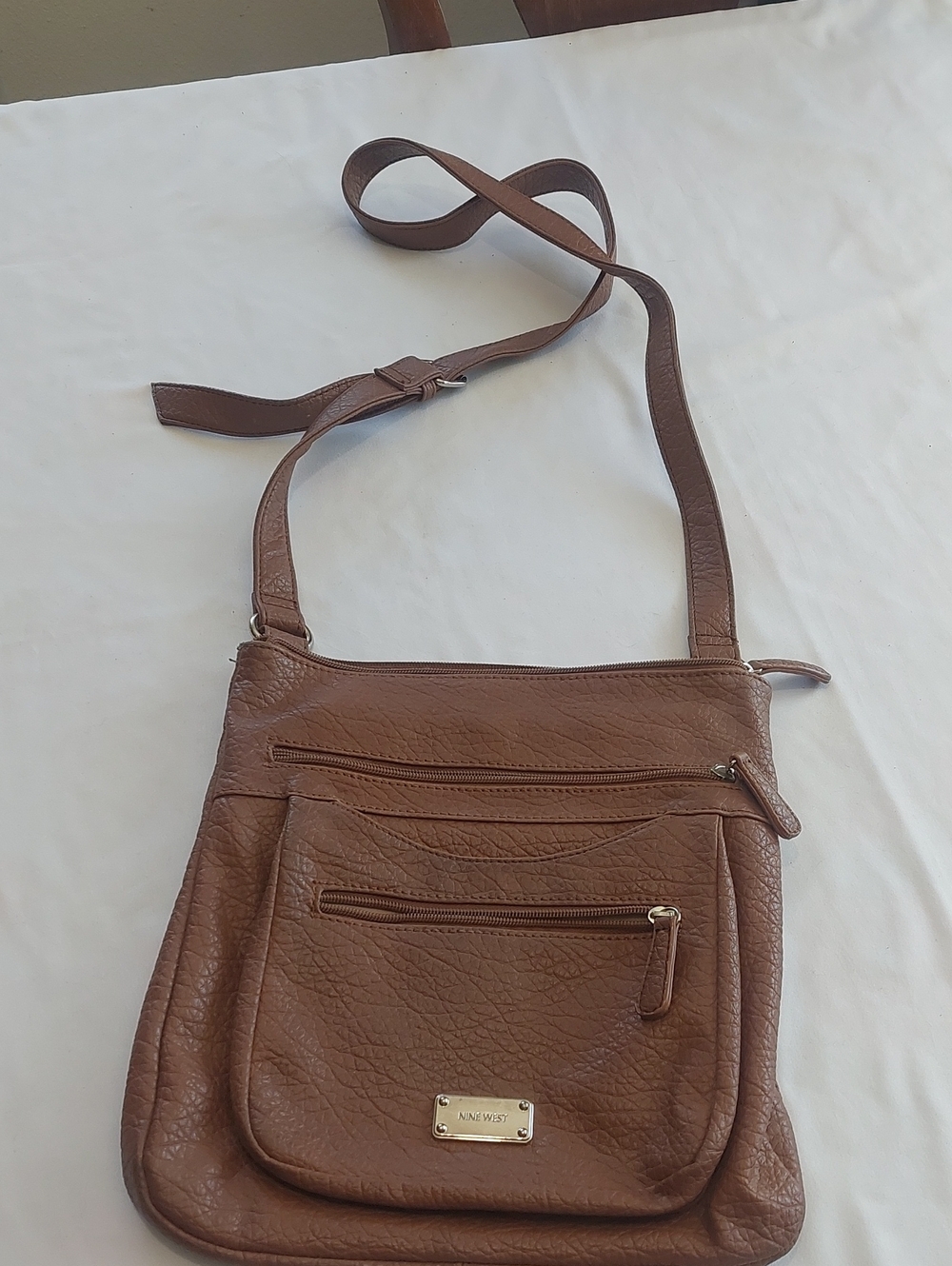 Nine West Brown Crossbody Bag .Good Size And Lots Of Pockets